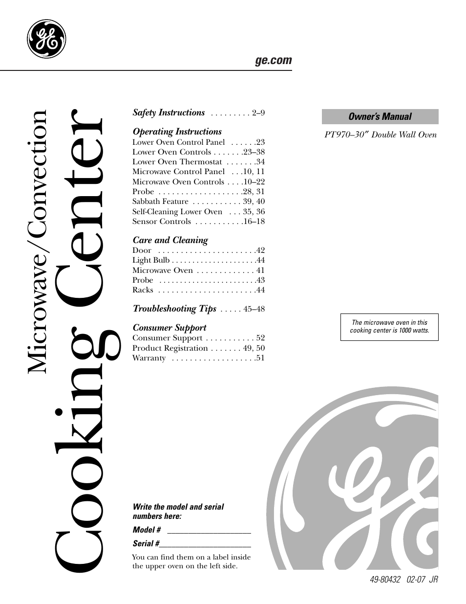 GE PT970SMSS User Manual | 104 pages