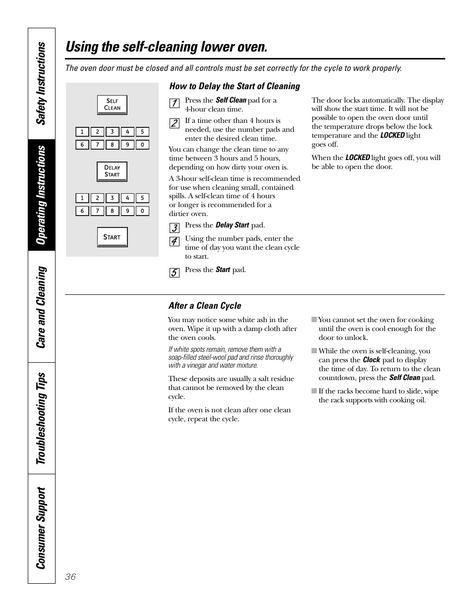 Using the self-cleaning lower oven | GE PT970SMSS User Manual | Page 36 / 104