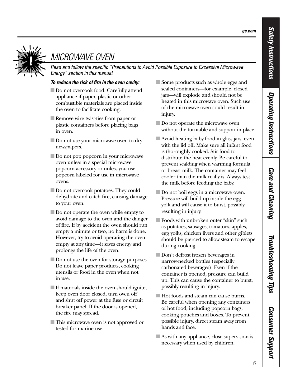 Microwave oven | GE PT970SMSS User Manual | Page 5 / 104