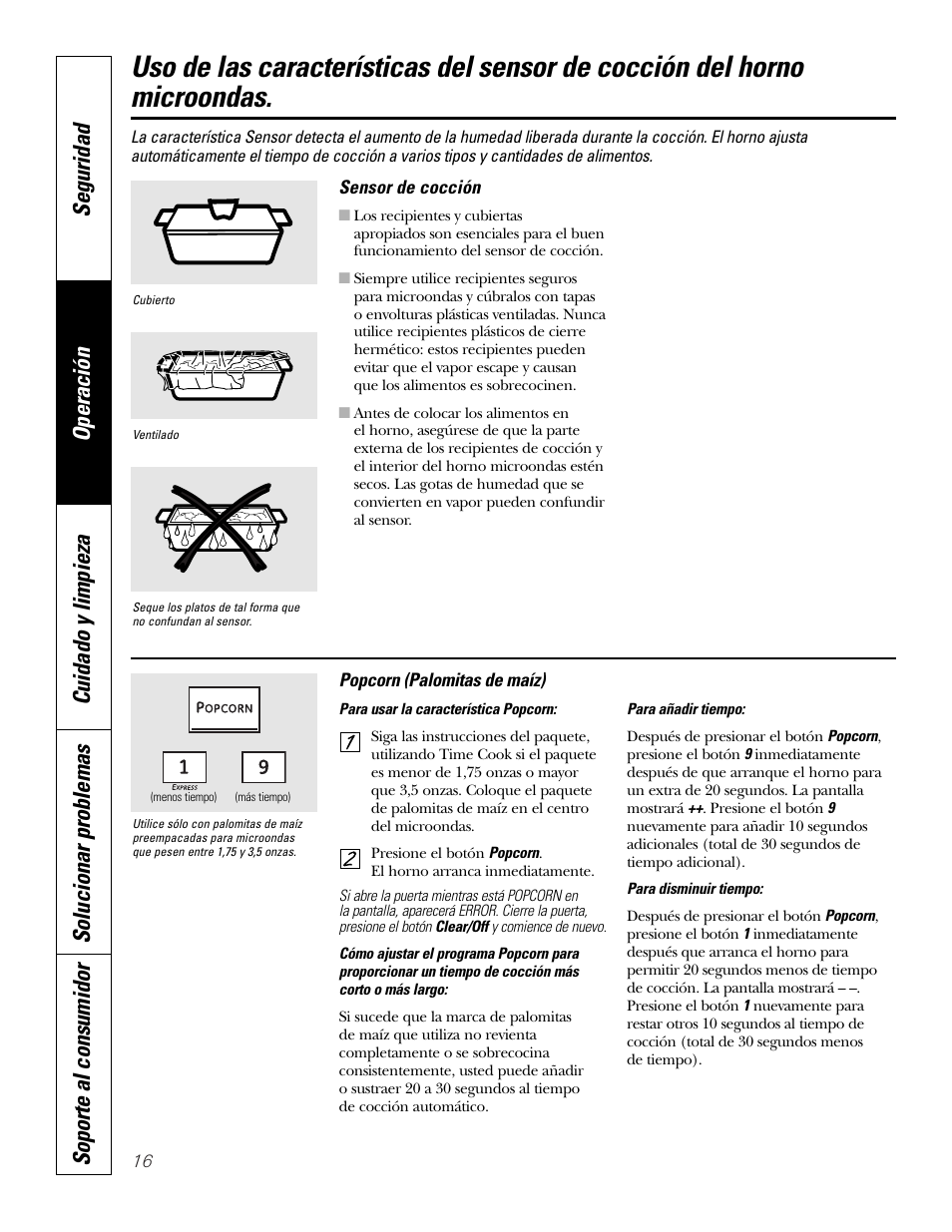 Controles del sensor, Controles del sensor –18 | GE PT970SMSS User Manual | Page 68 / 104