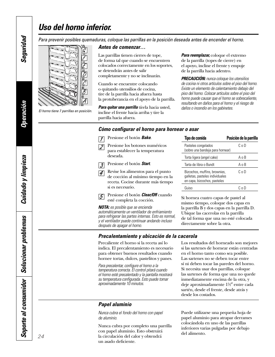 Uso del horno inferior | GE PT970SMSS User Manual | Page 76 / 104