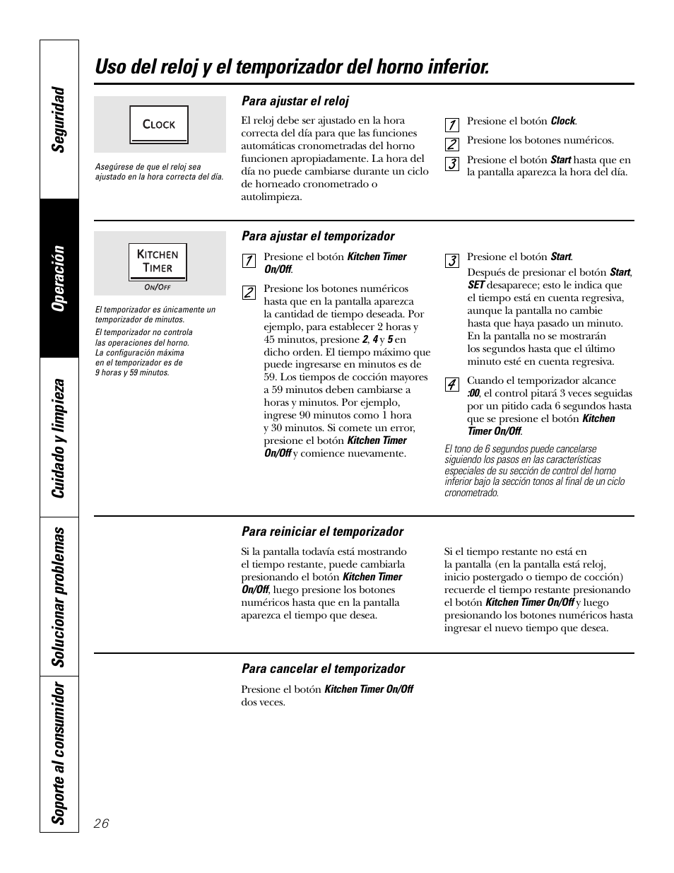 Uso del reloj y el temporizador del horno inferior | GE PT970SMSS User Manual | Page 78 / 104