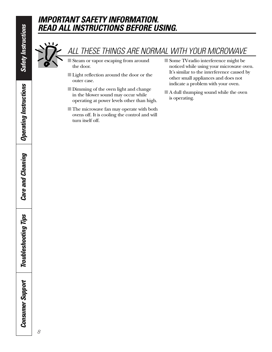 All these things are normal with your microwave | GE PT970SMSS User Manual | Page 8 / 104