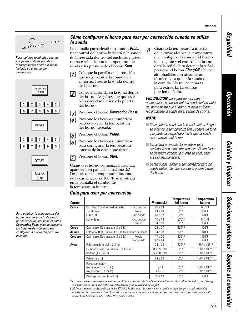 Guía para asar por convección | GE PT970SMSS User Manual | Page 83 / 104