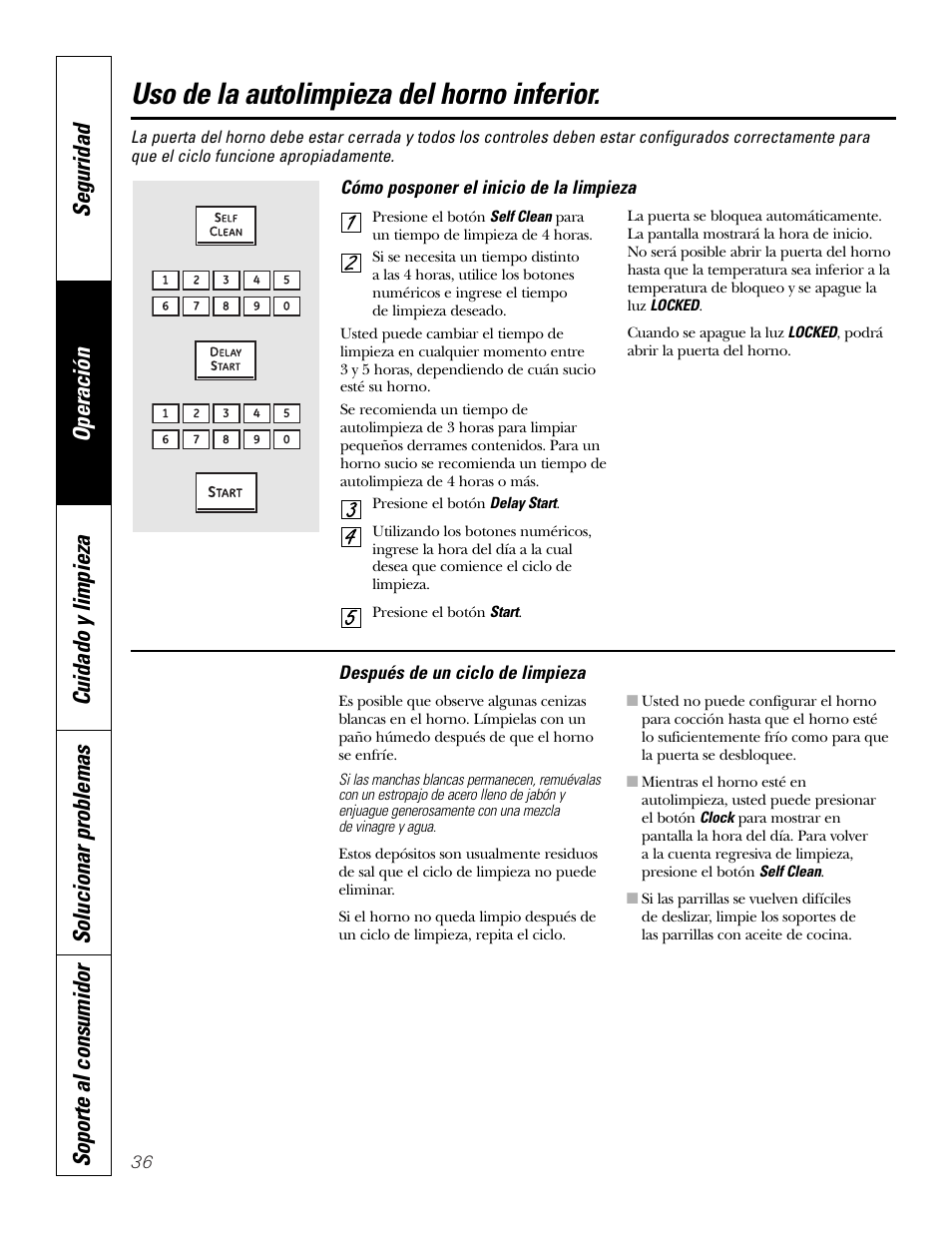 Uso de la autolimpieza del horno inferior | GE PT970SMSS User Manual | Page 88 / 104