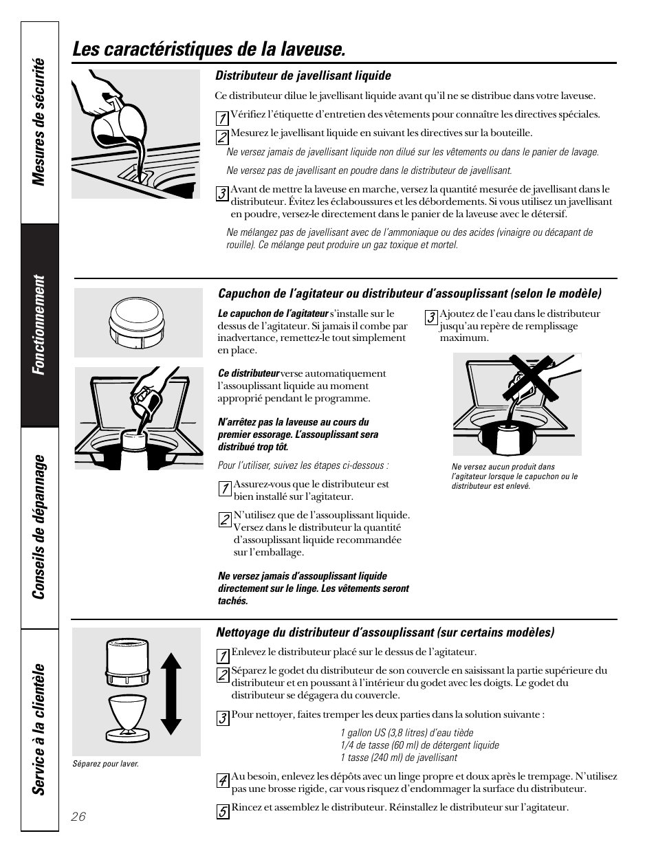 Les caractéristiques de la laveuse | GE WASE4220 User Manual | Page 26 / 48