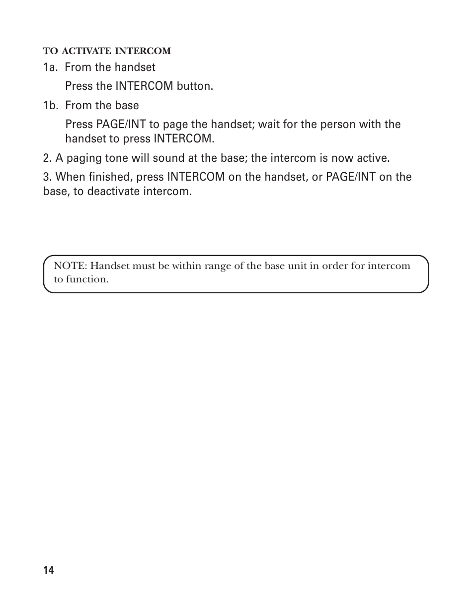 To activate intercom | GE 2-9774 User Manual | Page 14 / 40