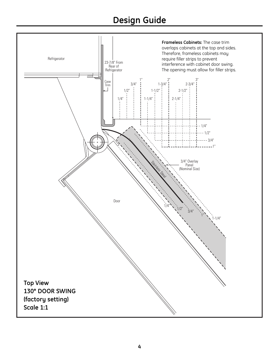 130° door swing, Design guide | GE 49-60468-1 User Manual | Page 4 / 20