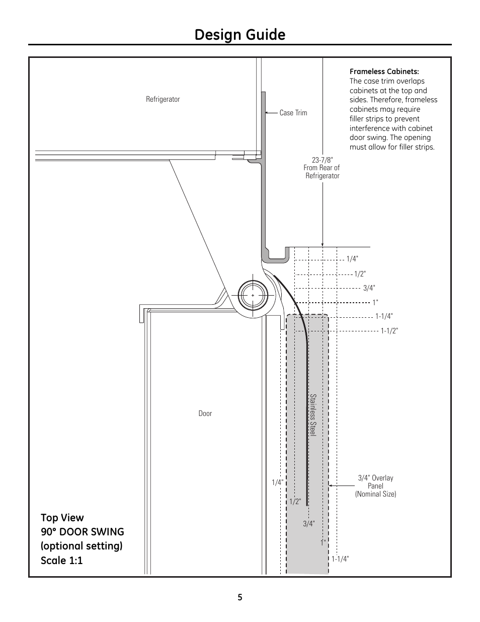 90° door swing, Design guide | GE 49-60468-1 User Manual | Page 5 / 20