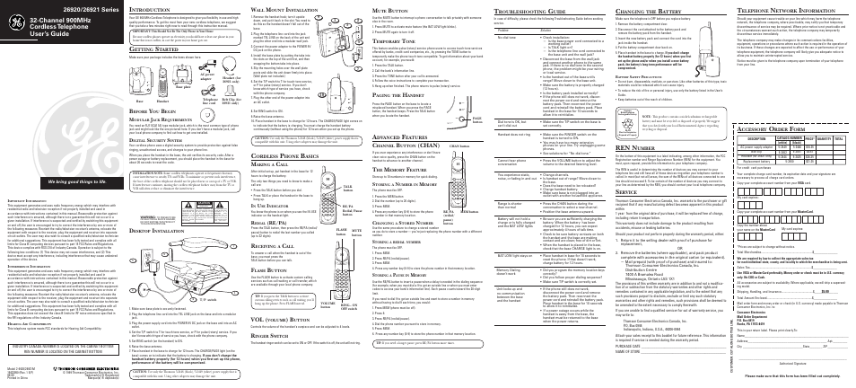 GE 26920 User Manual | 1 page