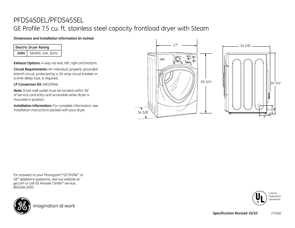 GE SPSD157JMG User Manual | 4 pages