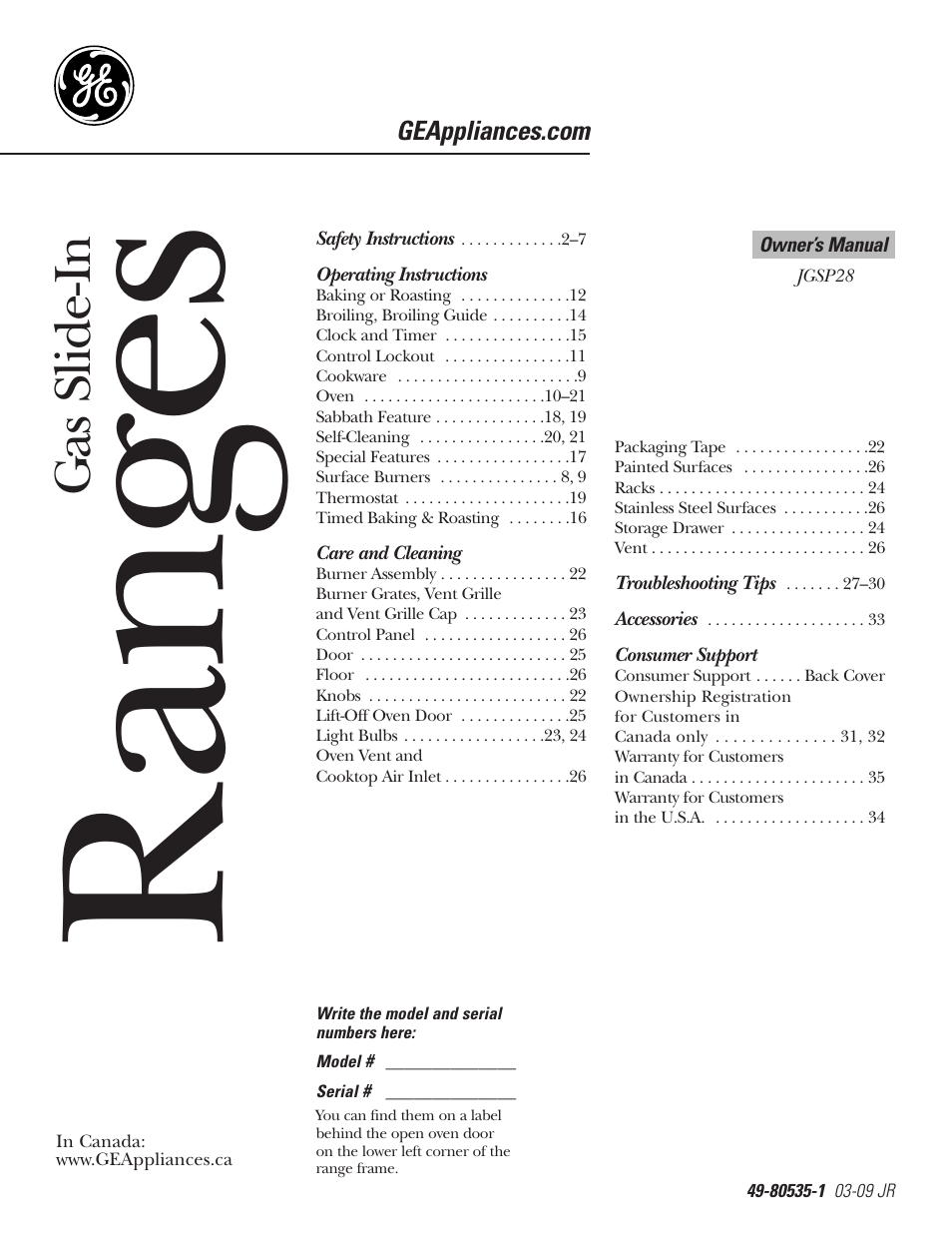 GE 49-80535-1 User Manual | 36 pages