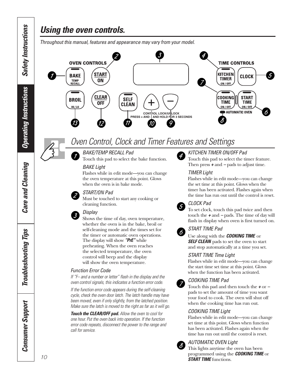Oven, Oven –21, Using the oven controls | GE 49-80535-1 User Manual | Page 10 / 36