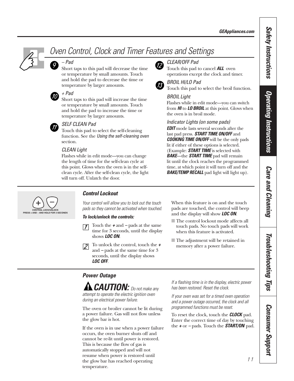 Control lockout, Caution | GE 49-80535-1 User Manual | Page 11 / 36