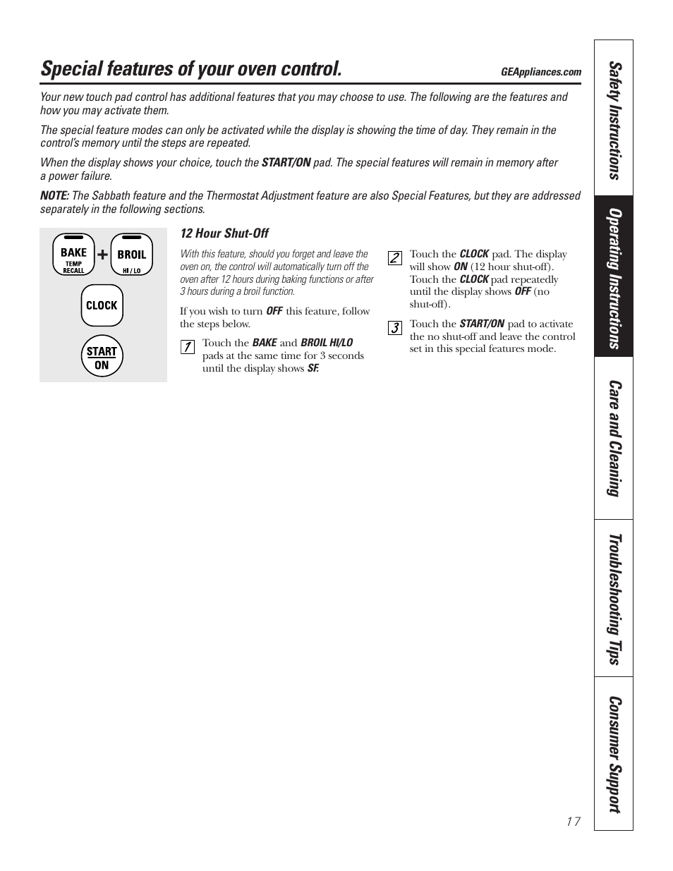 Special features, Special features of your oven control | GE 49-80535-1 User Manual | Page 17 / 36