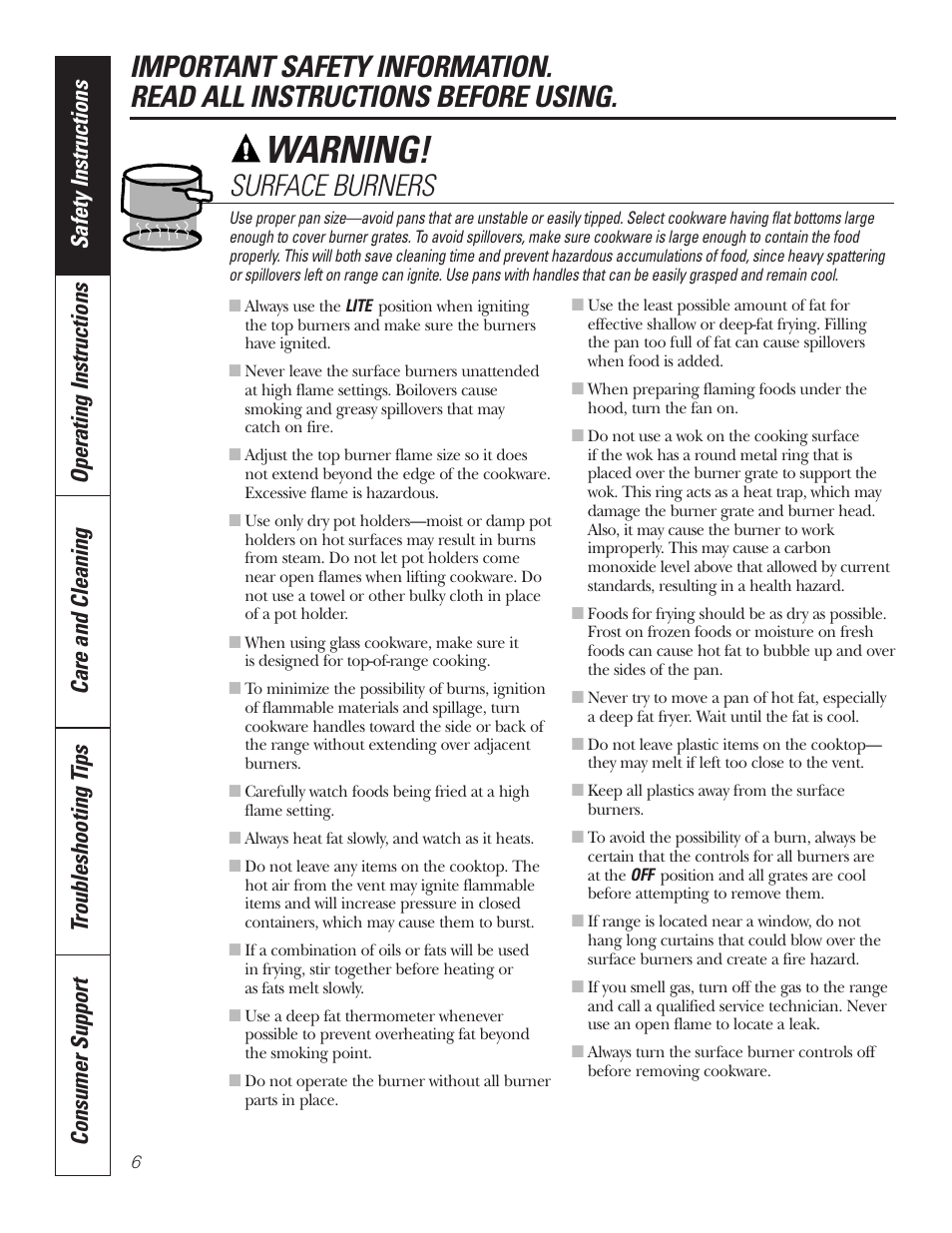 Warning | GE 49-80535-1 User Manual | Page 6 / 36