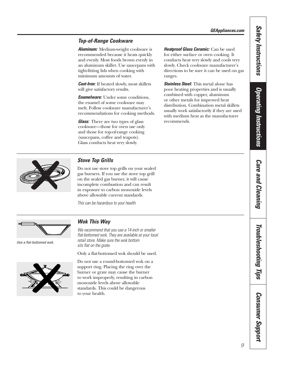 Cookware | GE 49-80535-1 User Manual | Page 9 / 36