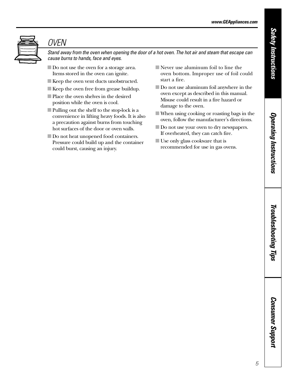 Oven | GE JGRS06 User Manual | Page 5 / 32