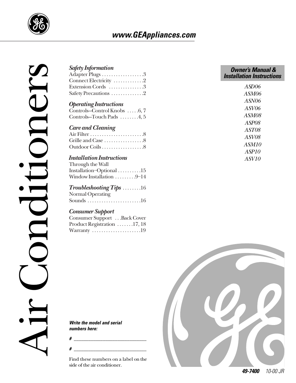 GE 49-7400 User Manual | 20 pages