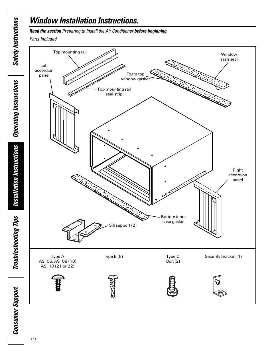 Window installation instructions | GE 49-7400 User Manual | Page 10 / 20