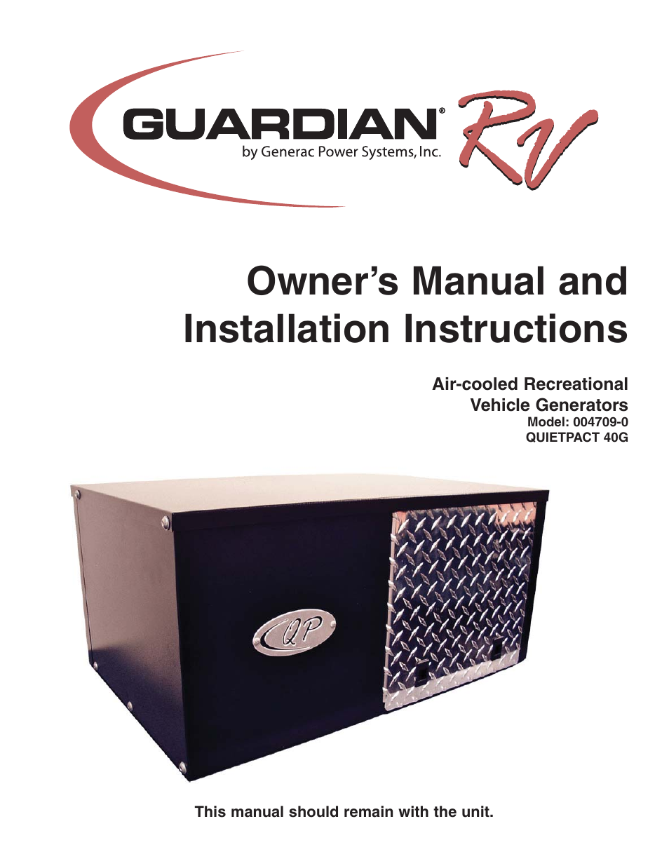 Generac Power Systems 004709-0 User Manual | 52 pages