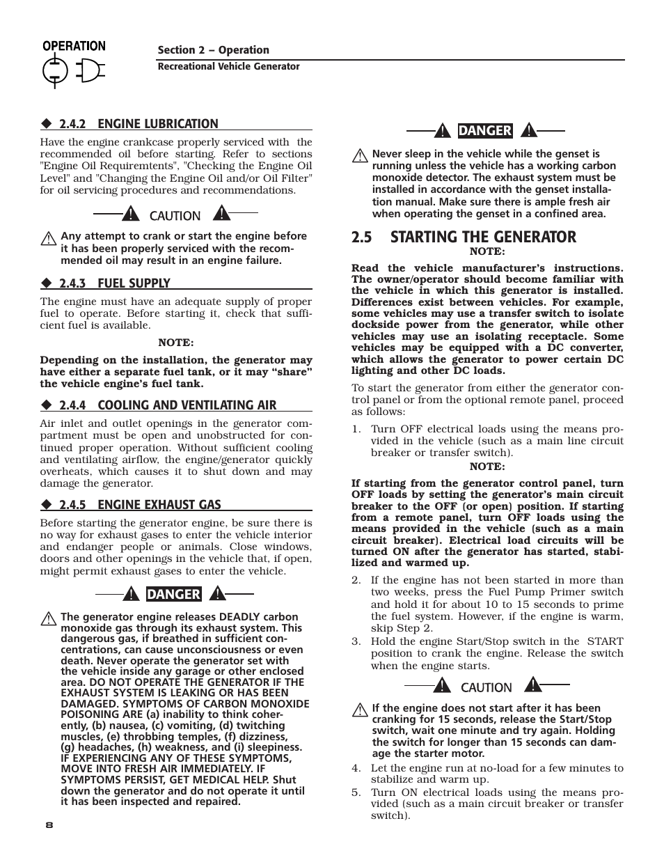 5 starting the generator | Generac Power Systems 004709-0 User Manual | Page 10 / 52