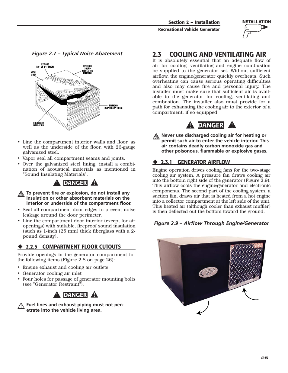 3 cooling and ventilating air, Danger | Generac Power Systems 004709-0 User Manual | Page 27 / 52