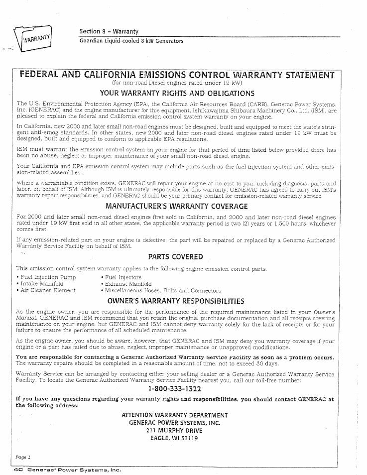 Generac Power Systems GUARDIAN 04137-0 User Manual | Page 42 / 44