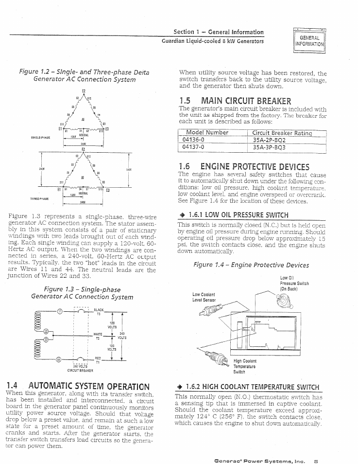 5 main circuit breaker, 6 engine protective devices, 4 , automatic system operation | Generac Power Systems GUARDIAN 04137-0 User Manual | Page 7 / 44