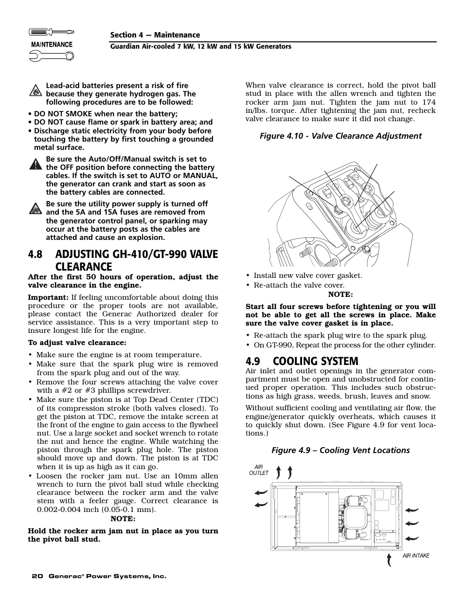 9 cooling system | Generac Power Systems 04390-1 User Manual | Page 22 / 60