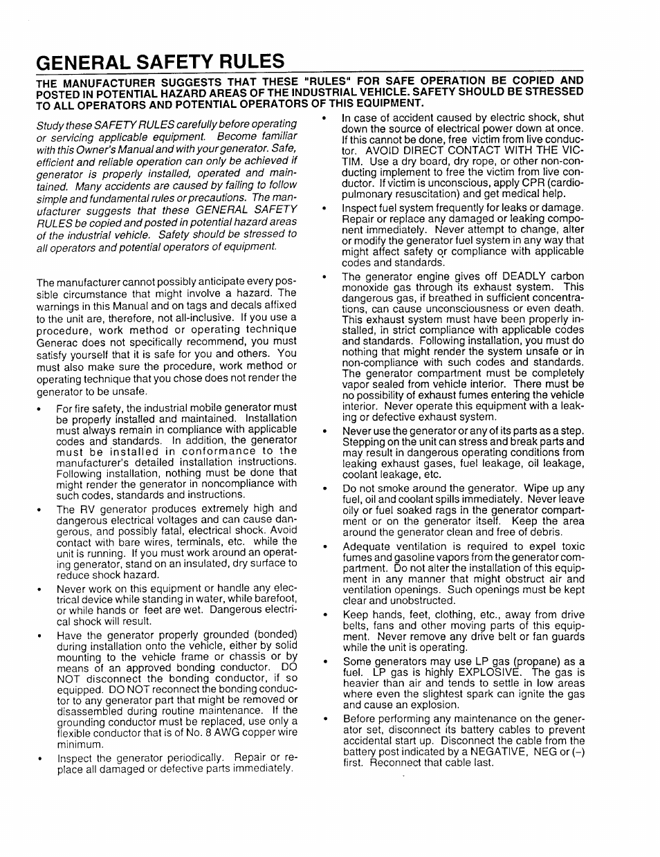 General safety rules | Generac Power Systems 9592-3 User Manual | Page 2 / 36