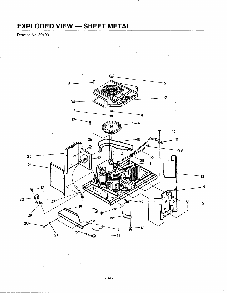 Exploded view — sheet metal | Generac Power Systems 9592-3 User Manual | Page 20 / 36