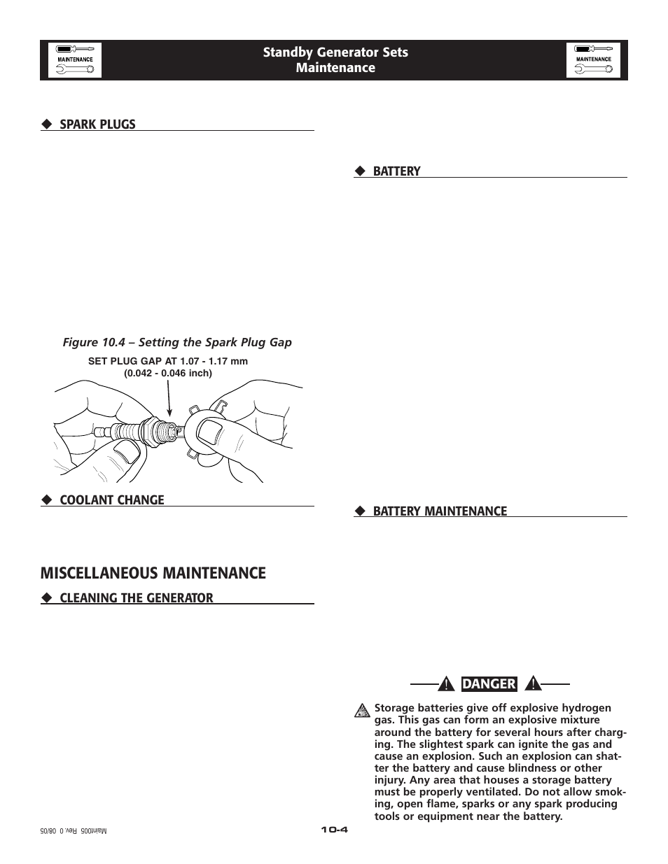 Miscellaneous maintenance | Generac Power Systems 005213-0 User Manual | Page 19 / 52