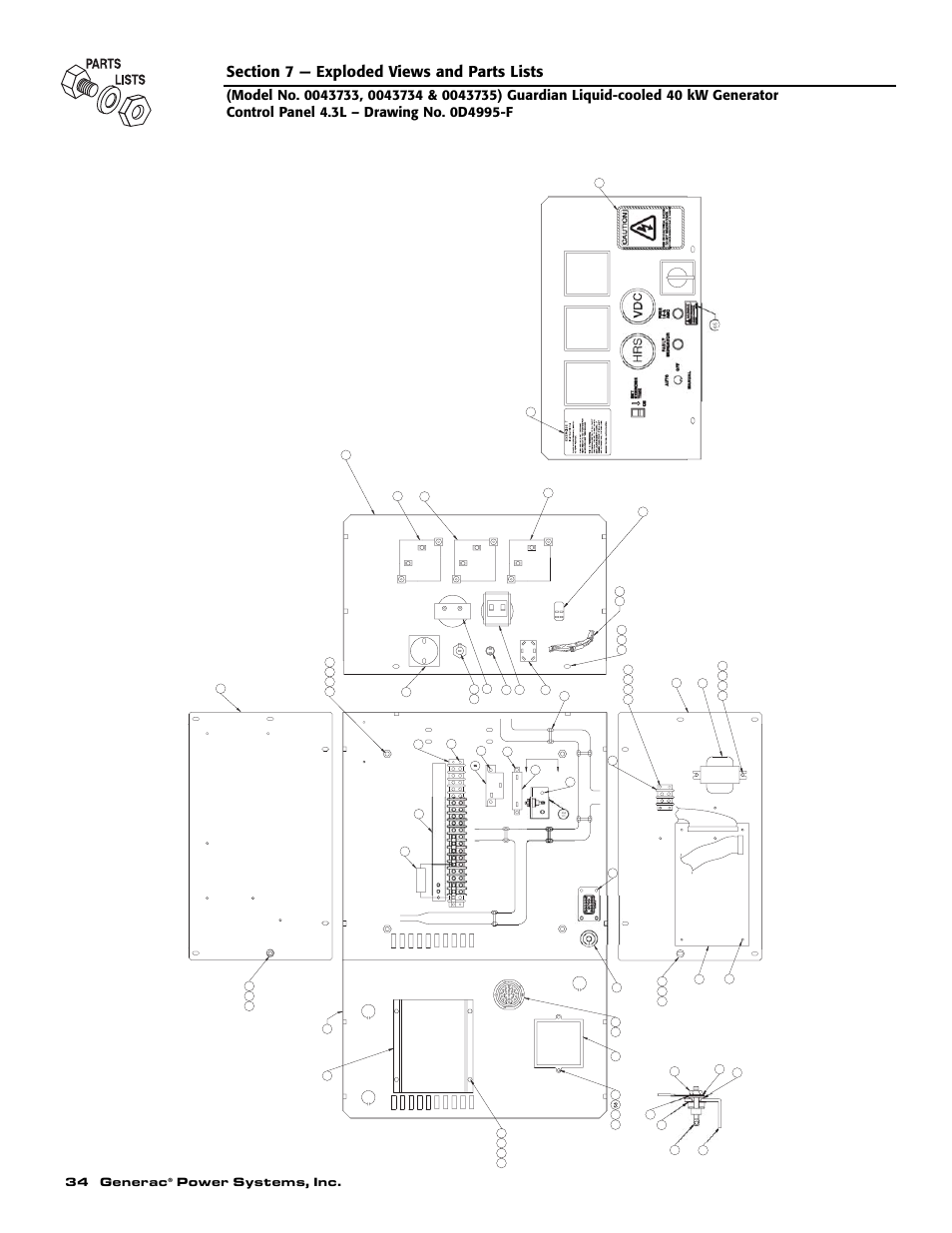 Every 7 days , at time set, 34 generac, Power systems, inc | Panel fa c e | Generac Power Systems 0046262 User Manual | Page 36 / 64