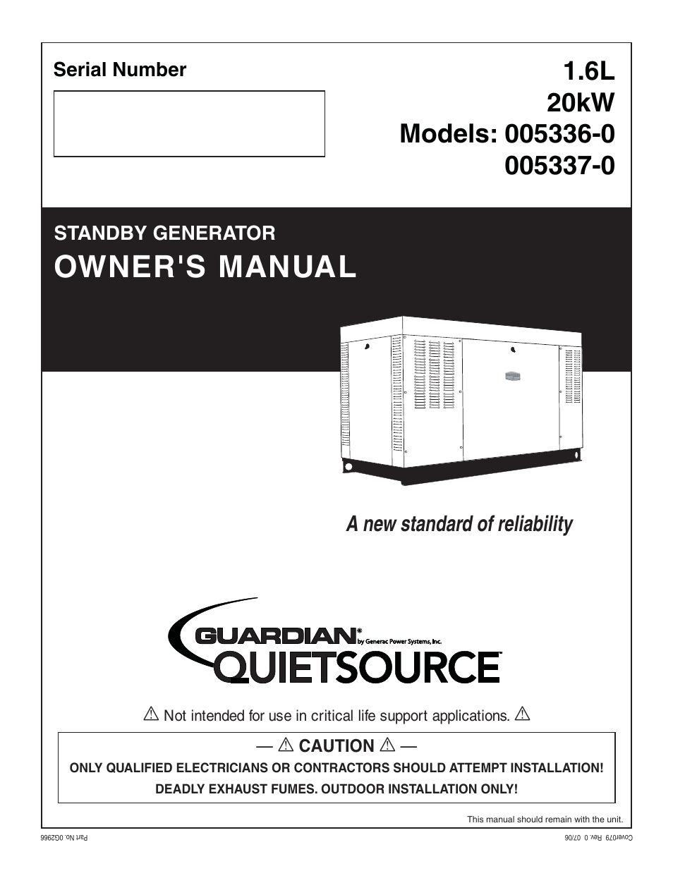 Generac Power Systems 005336-0 User Manual | 64 pages