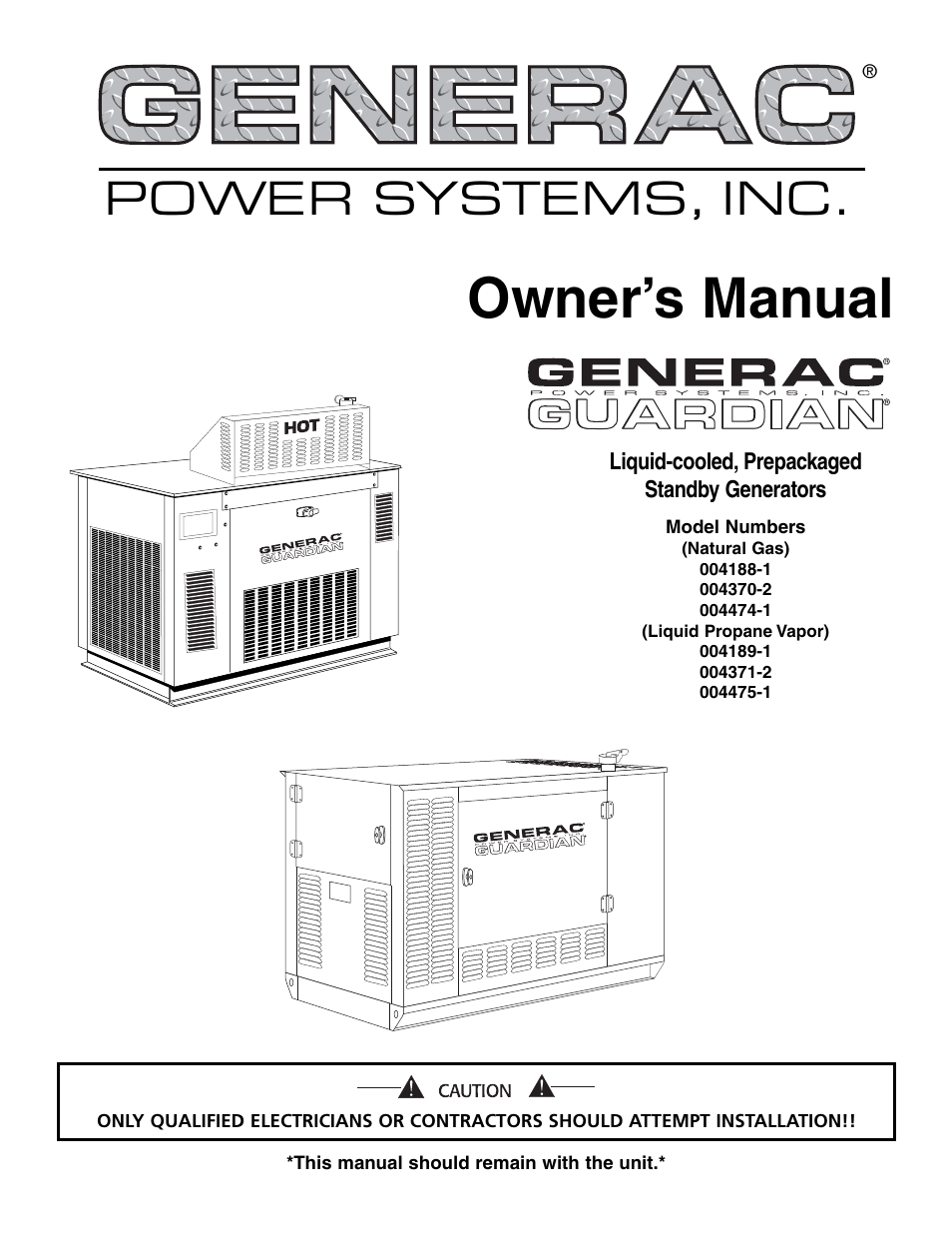 Generac Power Systems 004475-1 User Manual | 60 pages