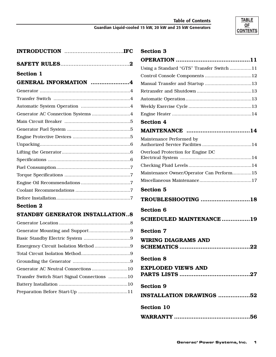 Generac Power Systems 004475-1 User Manual | Page 3 / 60