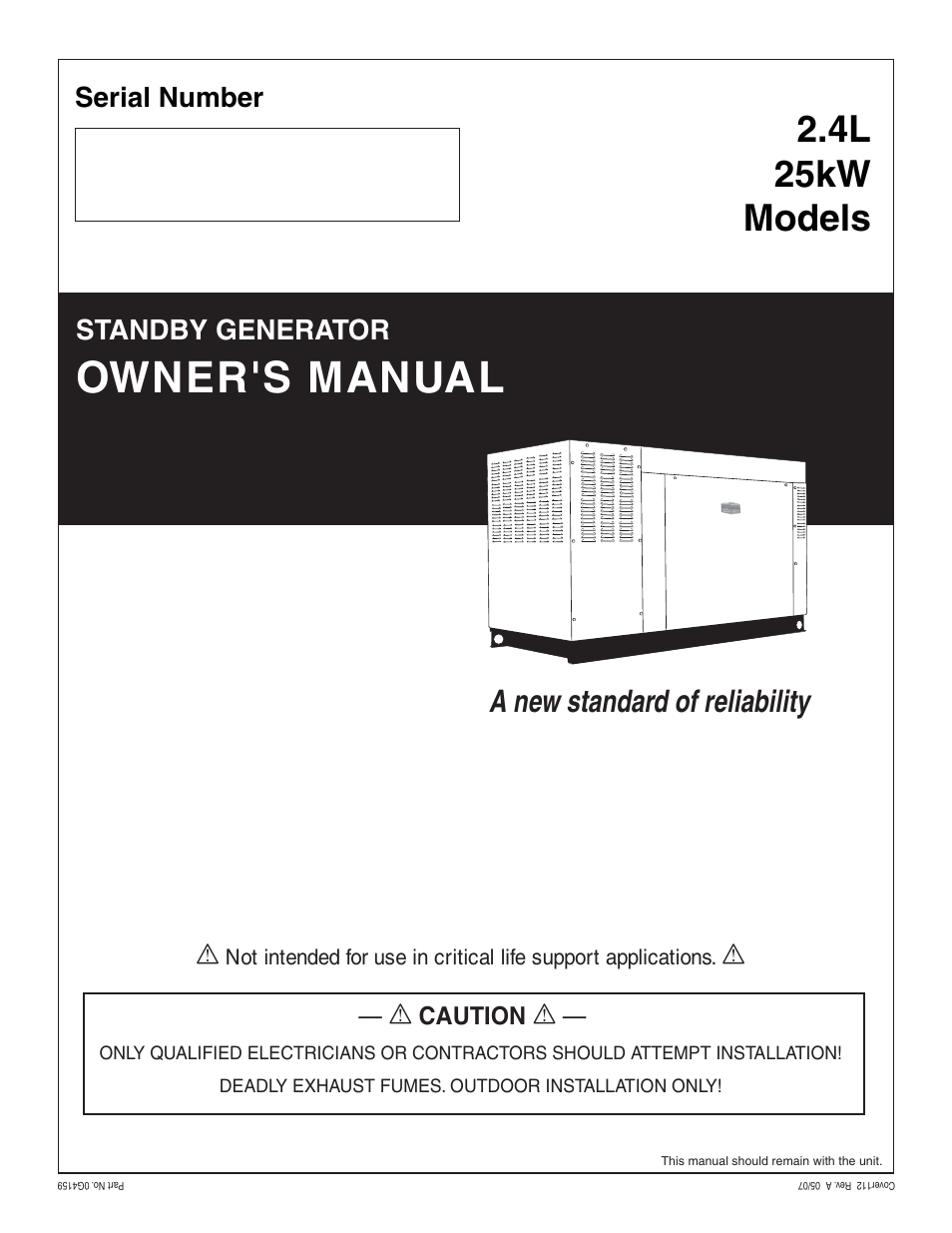 Generac Power Systems 2.4L User Manual | 68 pages