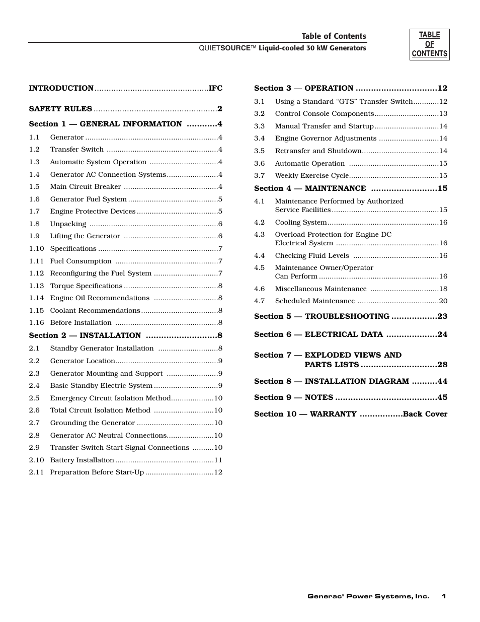 Generac Power Systems 004917-2 User Manual | Page 3 / 48