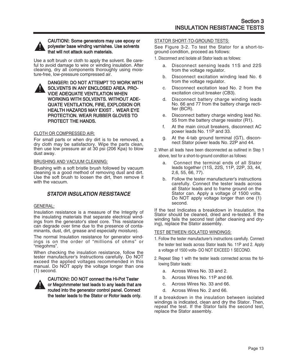 Stator insulation resistance | Generac Power Systems Quietpact 75 User Manual | Page 15 / 92