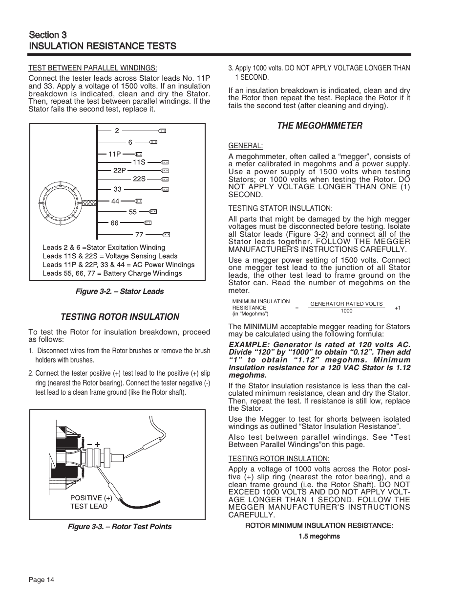 Testing rotor insulation, The megohmmeter | Generac Power Systems Quietpact 75 User Manual | Page 16 / 92