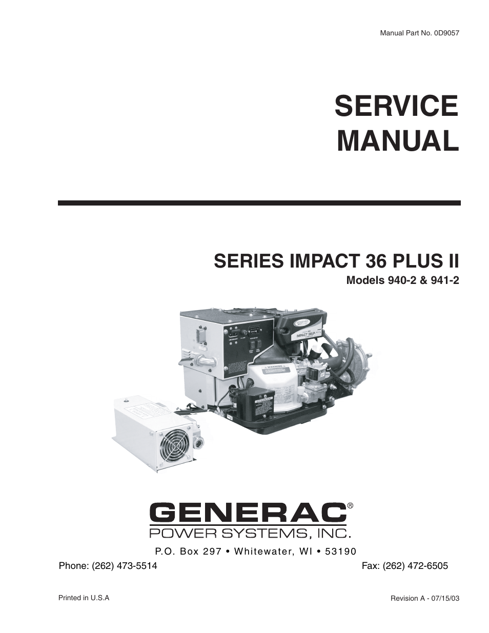 Generac Power Systems 941-2 User Manual | 144 pages