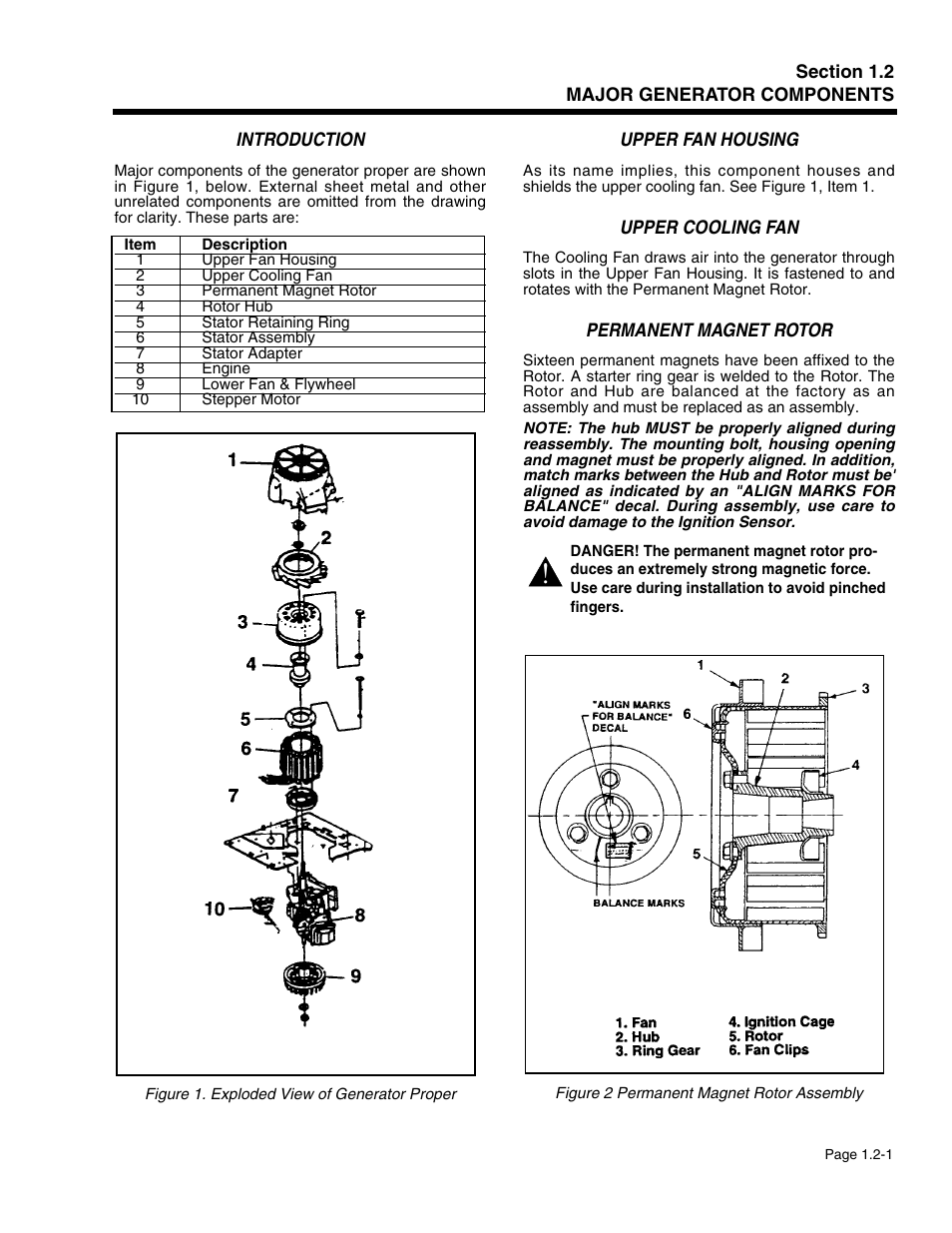 Section 1.2 - major generator components | Generac Power Systems 941-2 User Manual | Page 13 / 144