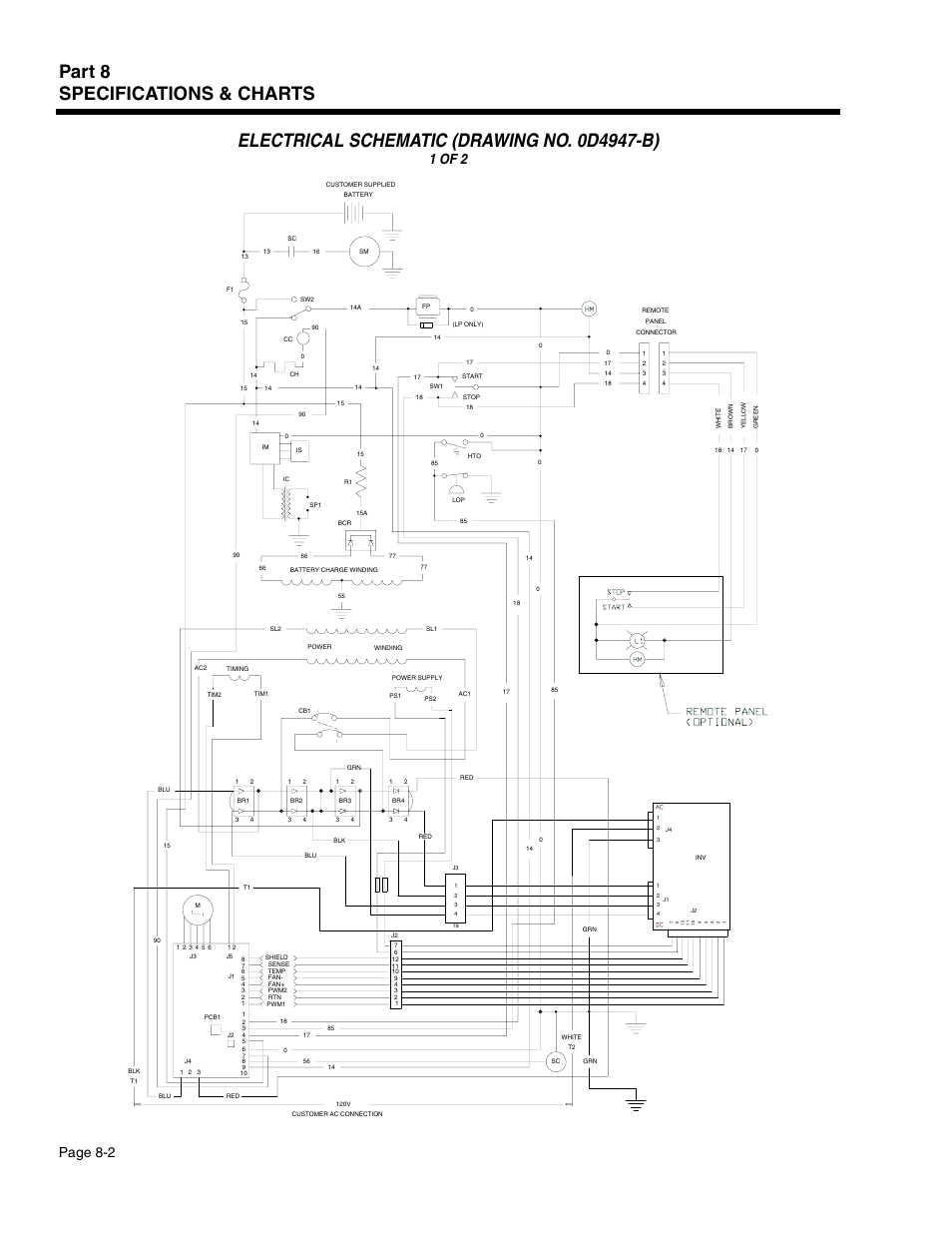 Part 8 specifications & charts, Page 8-2, 1 of 2 | Generac Power Systems 941-2 User Manual | Page 134 / 144