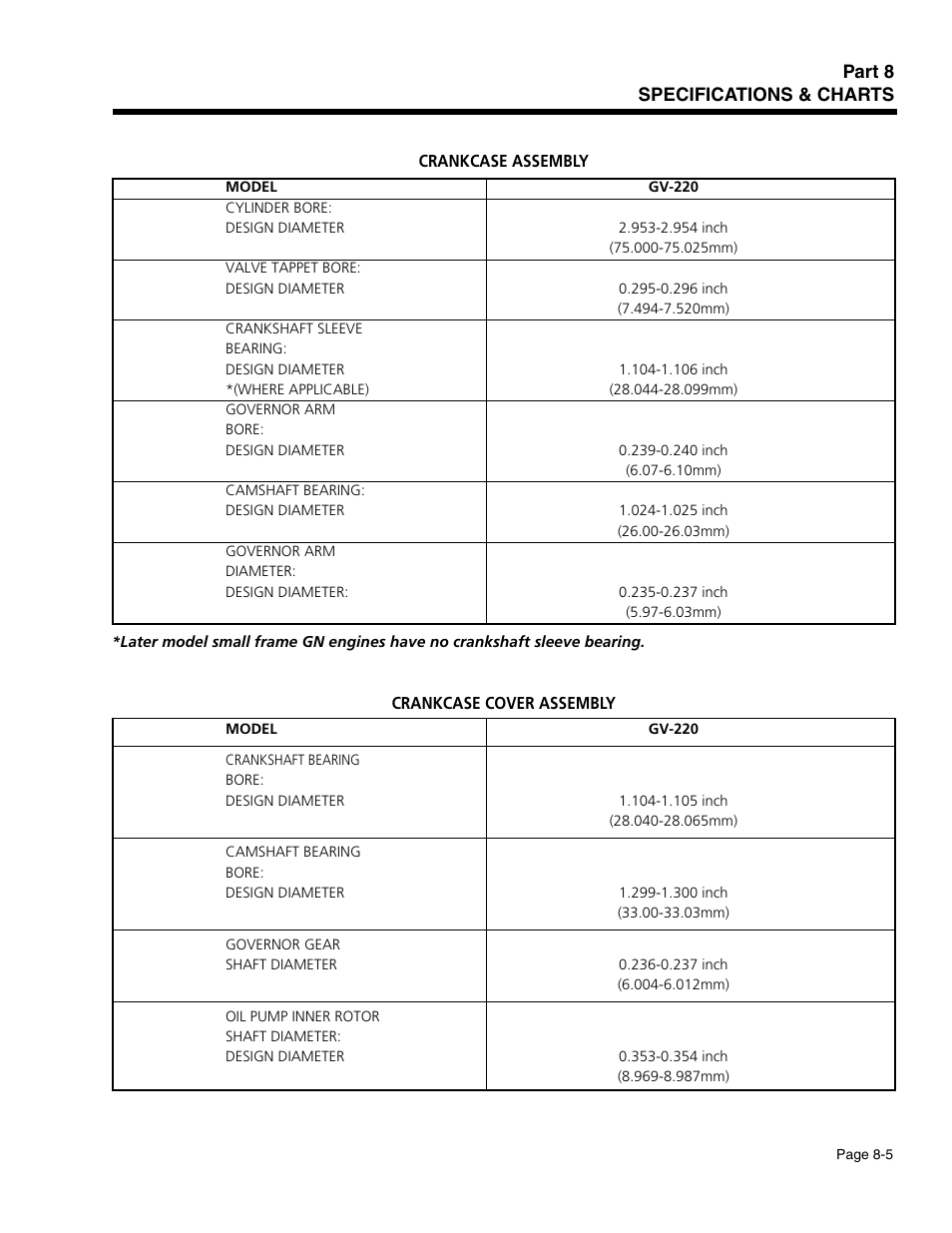 Part 8 specifications & charts | Generac Power Systems 941-2 User Manual | Page 137 / 144