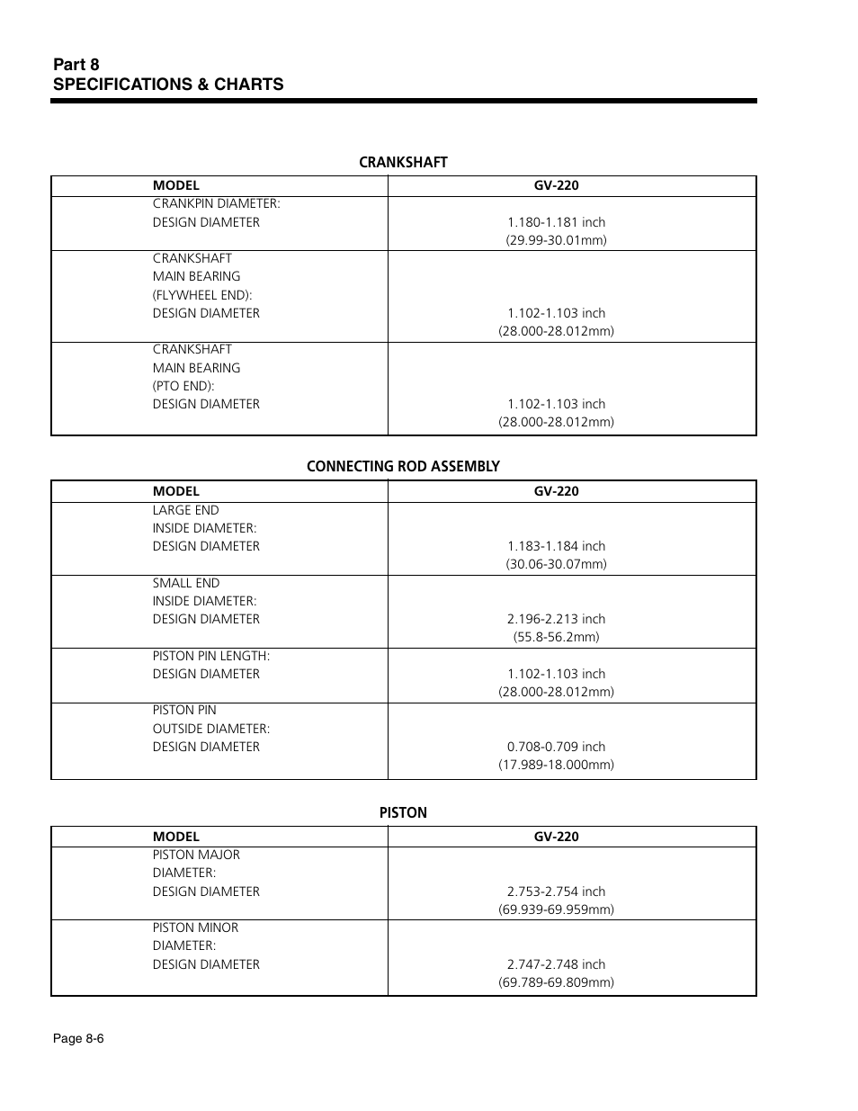 Part 8 specifications & charts | Generac Power Systems 941-2 User Manual | Page 138 / 144