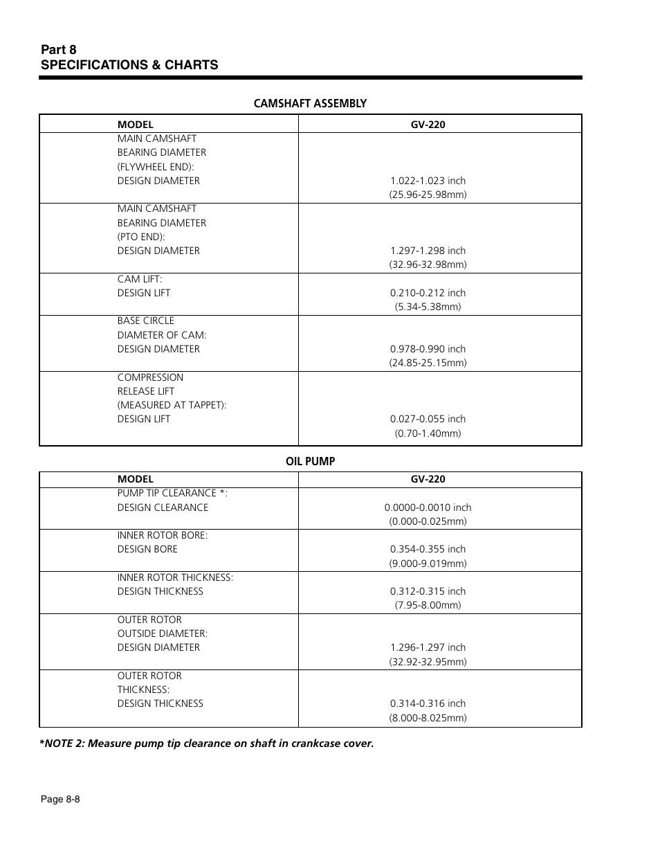 Part 8 specifications & charts | Generac Power Systems 941-2 User Manual | Page 140 / 144