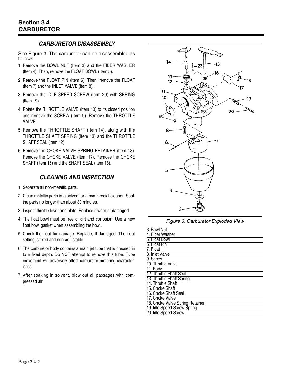 Carburetor disassembly, Cleaning and inspection | Generac Power Systems 941-2 User Manual | Page 64 / 144
