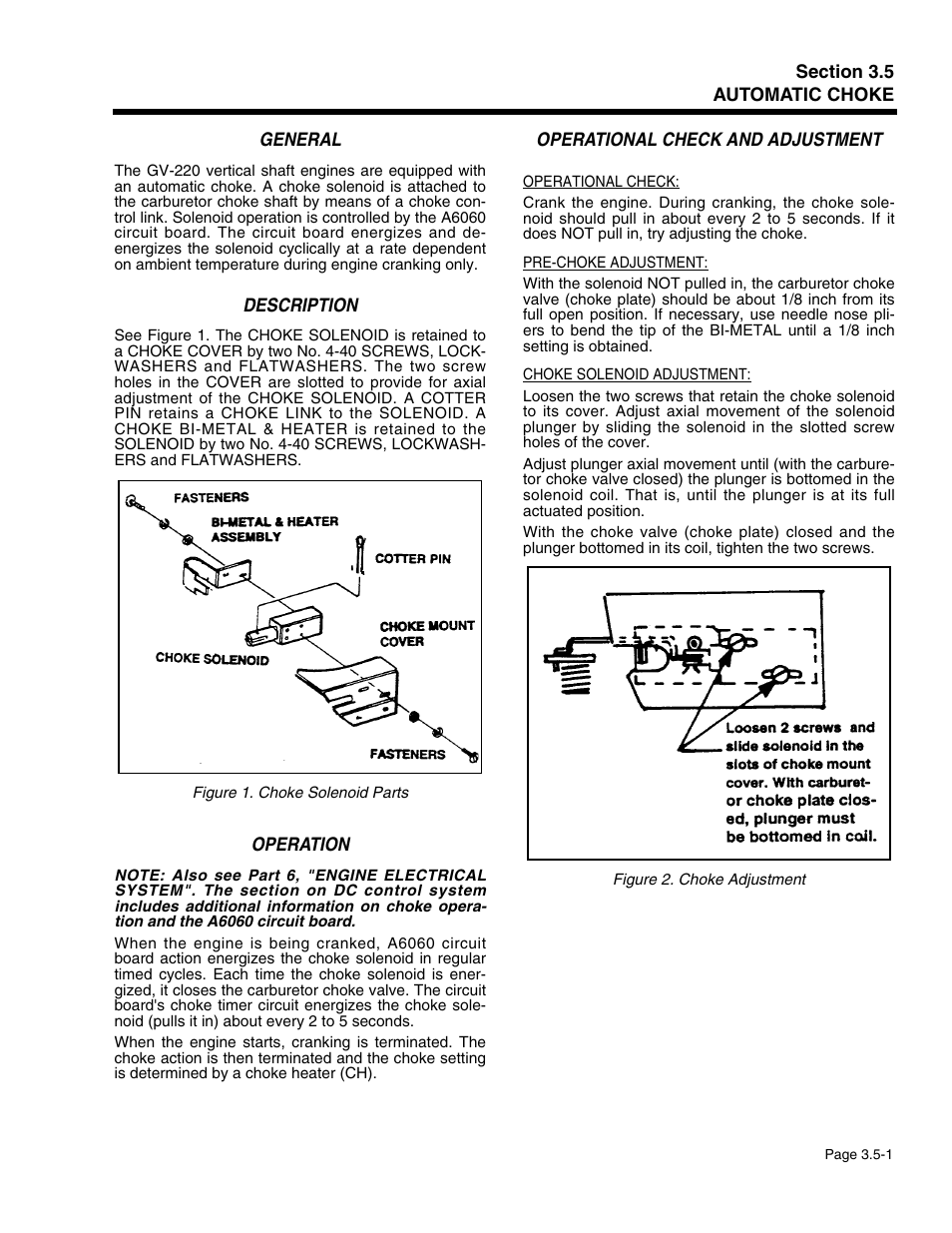 Section 3.5 - automatic choke | Generac Power Systems 941-2 User Manual | Page 67 / 144