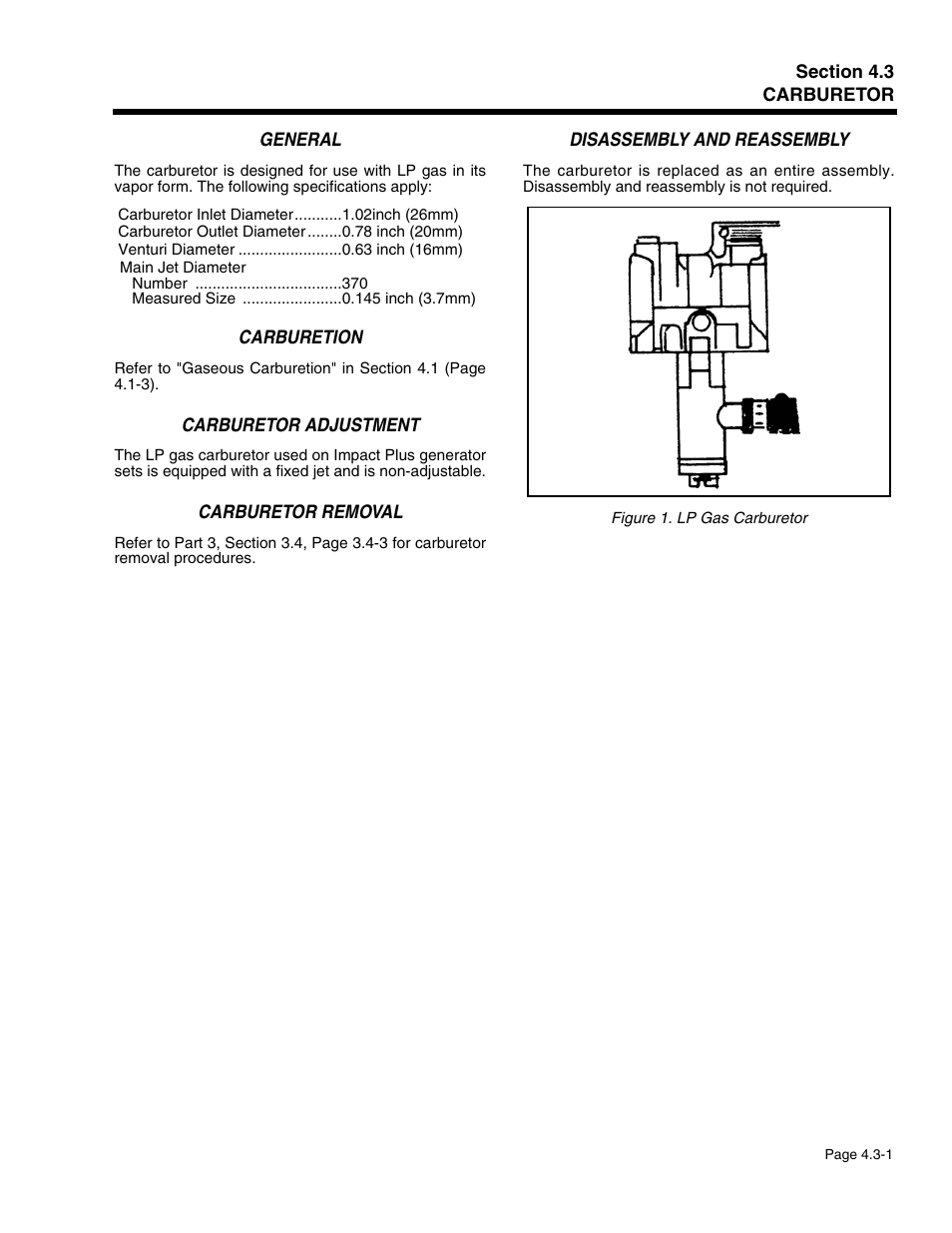 Section 4.3 - carburetor | Generac Power Systems 941-2 User Manual | Page 79 / 144